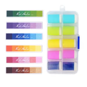 Colorful gradient sponge ink pads and finger daubers set for DIY kids painting and crafts.