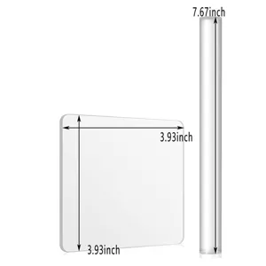 Acrylic clay rolling board and roller set with clear dimensions for pottery and crafting.
