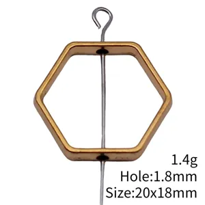 Geometrischer hohler sechseckiger Rahmen durchbohrte Perle Metall Schmuck Zubehör 20x18mm
