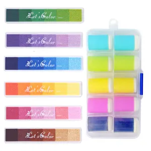 Multi-color sponge ink pad set with finger daubers for kids DIY painting and crafting.