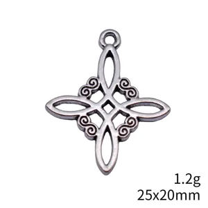 Antique silver hollow cross star Celtic knot pendant 25x20mm 1.2g DIY jewelry making
