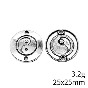 Yin Yang alloy connector charms DIY jewelry pendant 25x25mm craft making wholesale 3.2g