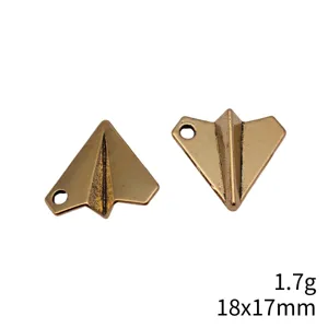 Colgante de avión de papel en bronce antiguo, accesorio de joyería DIY, 18x17mm.