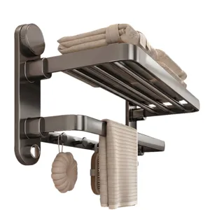 Stanzfreier Handtuchhalter fuer das Badezimmer Wandregal mit Haken Hauptbild Anzeige