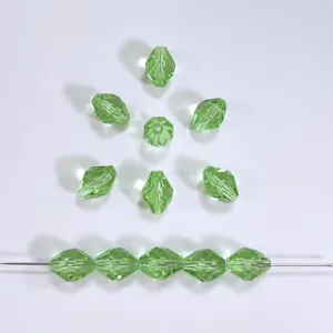 Cuentas biconas de cristal verde perlas de vidrio facetadas sueltas para manualidades y joyería DIY.