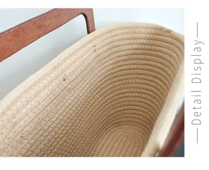 Geflochtene Baumwollseil Tasche Detailanzeige, Handtasche mit großer Kapazität im Retro-Stil.