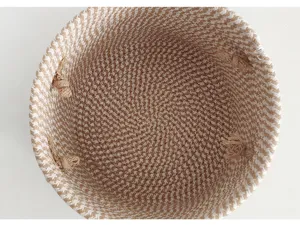 Round cotton rope storage basket woven home organizer for toys and daily sundries storage.