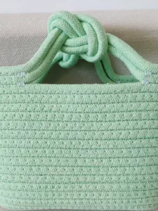 Minzgrüne Baumwollseil geflochtene Handtasche, süße Mini Stricktasche für Damen und Mädchen.