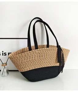 Baumwollseil geflochtene Tasche Strand Umhängetasche große Kapazität lässige Urlaub Handtasche
