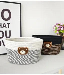 Süßer Baumwollseil Korb Aufbewahrung Desktop Organizer mit Bär Motiv für Zuhause.
