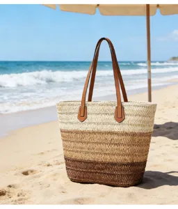 Sommer farbverlauf große Stroh gewebte Strandtasche modische Freizeittasche für Damen Urlaub