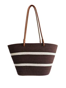 Geflochtene Baumwollseil-Tragetasche für Damen, große Schultertasche für den Alltag und Pendeln.