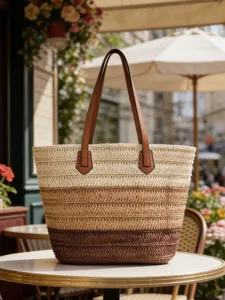 Sommer Damen Strohtasche Umhängetasche Große Kapazität Strand Tasche Shopper Tasche