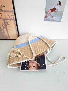 Sommer Farbblock gewebte Strand Tasche, große Kapazität Umhängetasche für Damen.