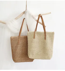 Geflochtene Strohtasche für Damen, große Schultertasche für den Sommer Strand Urlaub.