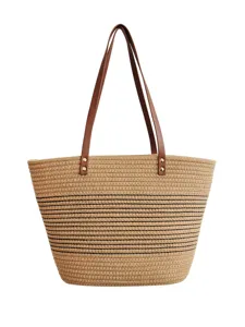 Modische Stroh-Tragetasche für Damen, große Schultertasche für Sommer und Strand.
