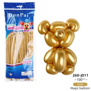 Metallic long magic balloons 260, 100pcs pack gold modelling balloons for party decor.