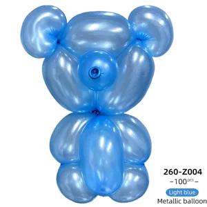 Metallic blue long balloon 260 DIY bear shape birthday party decoration 100pcs pack