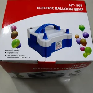 Elektrische Ballonpumpe HT-508 Doppelduese tragbarer elektrischer Inflatorkompressor.