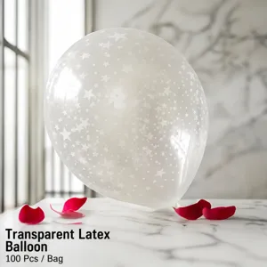 12 Inch Transparent Latex Balloons With Five-Pointed Star Print Starry Sky Balloons For Wedding Party Decoration Event Supplies