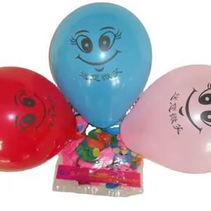 Thickened latex balloons with printed smiley face, colorful party decoration balloons.
