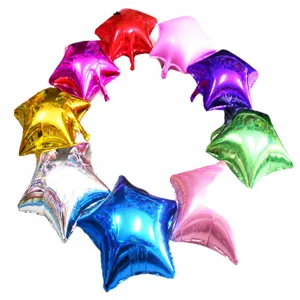 Colorful star foil balloons for party wedding decoration, shiny metallic helium balloon set.