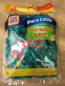 100pcs green latex balloons for party decoration, biodegradable pure latex helium quality balloons.