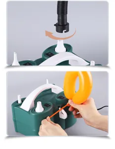 Electric balloon pump for long and round balloons, dual-use inflation and deflation tool.