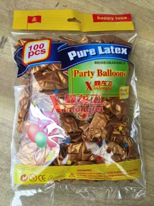 Detail of 100pcs 10-inch pearl latex balloons in clear packaging, ideal for party decor.