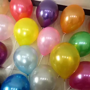 Colorful 10-inch pearlescent latex balloons with sticks for wedding birthday party decor.