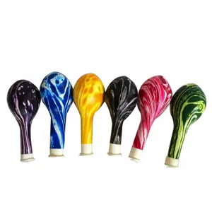 10-inch colorful marble latex balloons set, unique agate cloud pattern for party decoration.