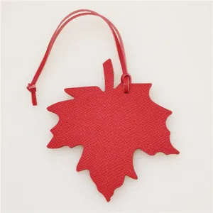 Red maple leaf leather bag charm car pendant cute purse accessory stylish leather keychain