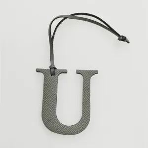 Leather letter U bag charm initial keychain accessory for handbags and stylish purses