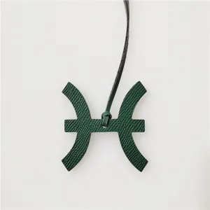 Groene Vissen dierenriem leren tassenhanger, elegante sterrenbeeld hanger voor handtassen.