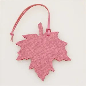 Pink leather maple leaf bag charm cute pendant accessories for handbags and car interior