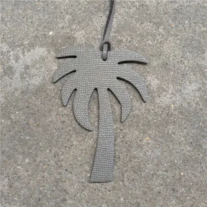 Grey leather palm tree bag charm stylish luxury purse accessory car pendant gift idea