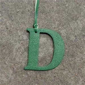 Green leather letter D bag charm pendant stylish accessories for handbags purses backpack