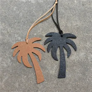 Leather Coconut Palm Tree Bag Charm Pendant Keychain Car Hanging Ornament Accessories For Women Handbag Decoration