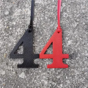 Minimalist Genuine Cowhide Leather Number Four Bag Charm Creative Lucky Pendant Handmade Microfiber Strap Backpack Decoration Ornament Accessory For Unisex Daily Travel