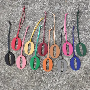 Colorful number 0 leather bag charm DIY pendant fashion accessory set for handbags and purses