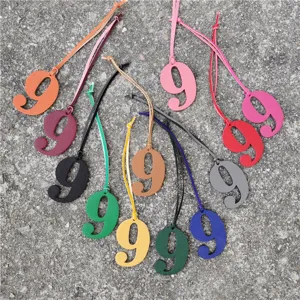 Colorful leather number 9 bag charm DIY pendant accessory fashionable cute keychain decor