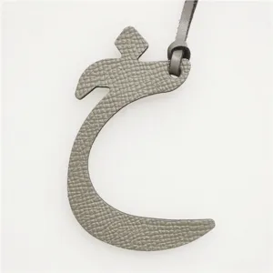 Grey leather Arabic letter bag charm stylish keyring luxury designer pendant accessory for women