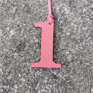 Pink leather number 1 bag charm DIY pendant lucky number purse accessory lovely decor gift