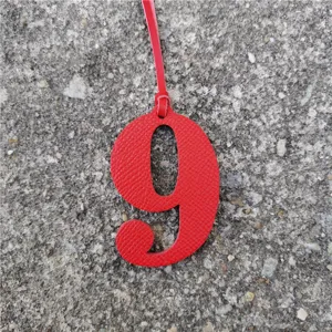 Red leather number 9 bag charm stylish DIY keychain pendant luxury style accessory