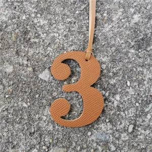 Leather number 3 bag charm DIY pendant lucky number accessory for handbag backpack decoration