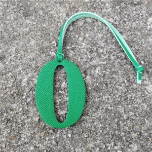Green leather number zero bag charm DIY pendant stylish accessory for handbags and backpacks