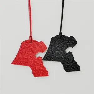 Pendentif de Sac Carte du Koweït en Cuir Véritable Porte-clés Créatif en Cuir pour Femmes Sac à Main Ornement Accessoire de Voiture