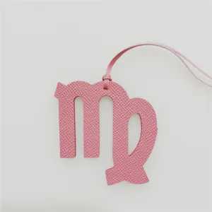Pink Virgo zodiac leather bag charm cute astrology purse pendant car hanging ornament