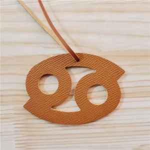 Krebs Sternzeichen Leder Tasche Anhänger Beutel Charm, braunes Leder Hängeaccessoire.