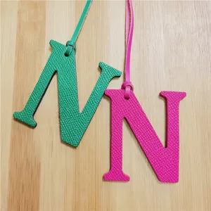 Leather Letter N Bag Charm Green Pink Initial Purse Pendant Chic Fashion Accessory